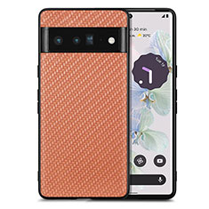 Google Pixel 6 Pro 5G用シリコンケース ソフトタッチラバー レザー柄 カバー S03D グーグル ブラウン