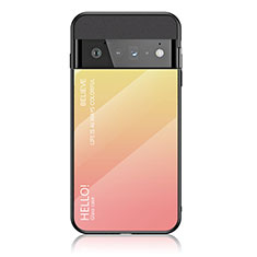 Google Pixel 6 Pro 5G用ハイブリットバンパーケース プラスチック 鏡面 虹 グラデーション 勾配色 カバー LS1 グーグル イエロー