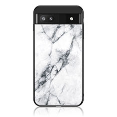 Google Pixel 6a 5G用ハイブリットバンパーケース プラスチック パターン 鏡面 カバー グーグル ホワイト