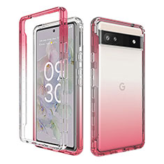 Google Pixel 6a 5G用前面と背面 360度 フルカバー 極薄ソフトケース シリコンケース 耐衝撃 全面保護 バンパー 勾配色 透明 グーグル レッド