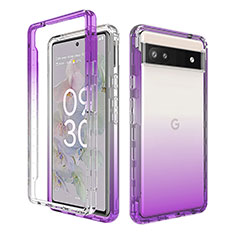 Google Pixel 6a 5G用前面と背面 360度 フルカバー 極薄ソフトケース シリコンケース 耐衝撃 全面保護 バンパー 勾配色 透明 グーグル パープル