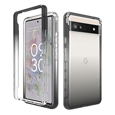 Google Pixel 6a 5G用前面と背面 360度 フルカバー 極薄ソフトケース シリコンケース 耐衝撃 全面保護 バンパー 勾配色 透明 グーグル ダークグレー