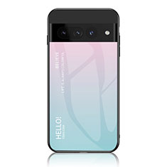 Google Pixel 7 Pro 5G用ハイブリットバンパーケース プラスチック 鏡面 虹 グラデーション 勾配色 カバー LS1 グーグル シアン