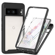 Google Pixel 7a 5G用360度 フルカバー ハイブリットバンパーケース クリア透明 プラスチック カバー ZJ3 グーグル ブラック