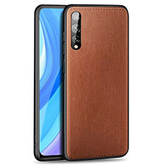 Huawei Enjoy 10S用ケース 高級感 手触り良いレザー柄 ファーウェイ ブラウン