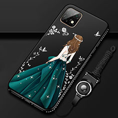 Huawei Enjoy 20 5G用シリコンケース ソフトタッチラバー バタフライ ドレスガール ドレス少女 カバー ファーウェイ グリーン