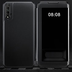 Huawei Honor 20S用手帳型 レザーケース スタンド カバー T03 ファーウェイ ブラック