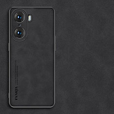 Huawei Honor 60 5G用ケース 高級感 手触り良いレザー柄 S01 ファーウェイ ブラック