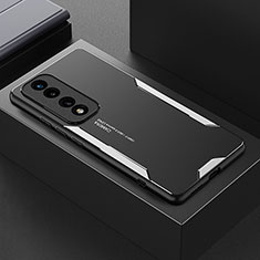 Huawei Honor 70 Pro 5G用ケース 高級感 手触り良い アルミメタル 製の金属製 兼シリコン カバー PB1 ファーウェイ シルバー