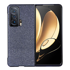 Huawei Honor Magic V 5G用ハイブリットバンパーケース 高級感 手触り良いレザー柄 兼プラスチック B03H ファーウェイ ネイビー