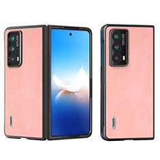 Huawei Honor Magic V2 5G用ハイブリットバンパーケース 高級感 手触り良いレザー柄 兼プラスチック B08H ファーウェイ ローズゴールド