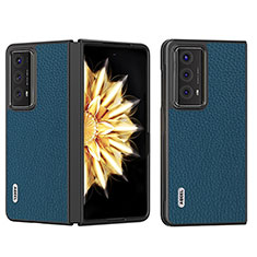 Huawei Honor Magic V2 Ultimate 5G用ハイブリットバンパーケース 高級感 手触り良いレザー柄 兼プラスチック BH9 ファーウェイ ネイビー