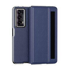 Huawei Honor Magic V2 Ultimate 5G用ハイブリットバンパーケース 高級感 手触り良いレザー柄 兼プラスチック GS6 ファーウェイ ネイビー