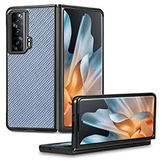 Huawei Honor Magic Vs 5G用ハイブリットバンパーケース 高級感 手触り良いレザー柄 兼プラスチック S01D ファーウェイ ネイビー