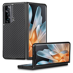 Huawei Honor Magic Vs 5G用ハイブリットバンパーケース 高級感 手触り良いレザー柄 兼プラスチック S01D ファーウェイ ブラック