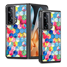 Huawei Honor Magic Vs Ultimate 5G用ハイブリットバンパーケース 高級感 手触り良いレザー柄 兼プラスチック S08D ファーウェイ ワインレッド