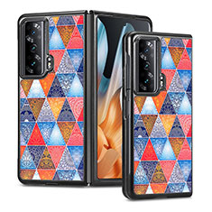 Huawei Honor Magic Vs Ultimate 5G用ハイブリットバンパーケース 高級感 手触り良いレザー柄 兼プラスチック S08D ファーウェイ ブラウン