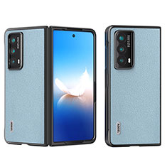 Huawei Honor Magic Vs2 5G用ハイブリットバンパーケース 高級感 手触り良いレザー柄 兼プラスチック BH5 ファーウェイ ライトブルー