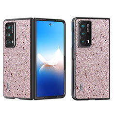 Huawei Honor Magic Vs2 5G用ハイブリットバンパーケース 高級感 手触り良いレザー柄 兼プラスチック B03H ファーウェイ ローズゴールド