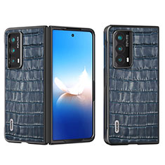 Huawei Honor Magic Vs2 5G用ハイブリットバンパーケース 高級感 手触り良いレザー柄 兼プラスチック B05H ファーウェイ ネイビー