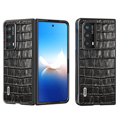 Huawei Honor Magic Vs2 5G用ハイブリットバンパーケース 高級感 手触り良いレザー柄 兼プラスチック B05H ファーウェイ ブラック