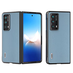 Huawei Honor Magic Vs2 5G用ハイブリットバンパーケース 高級感 手触り良いレザー柄 兼プラスチック B10H ファーウェイ ブルー