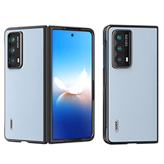 Huawei Honor Magic Vs2 5G用ハイブリットバンパーケース 高級感 手触り良いレザー柄 兼プラスチック B14H ファーウェイ ライトブルー