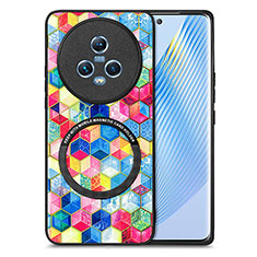 Huawei Honor Magic5 5G用シリコンケース ソフトタッチラバー レザー柄 アンドマグネット式 S01D ファーウェイ ワインレッド