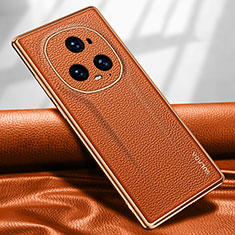 Huawei Honor Magic5 Ultimate 5G用ケース 高級感 手触り良いレザー柄 LD1 ファーウェイ オレンジ