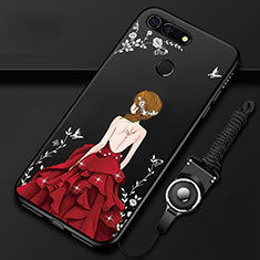 Huawei Honor V20用シリコンケース ソフトタッチラバー バタフライ ドレスガール ドレス少女 カバー K01 ファーウェイ レッド・ブラック