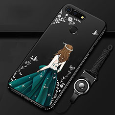 Huawei Honor V20用シリコンケース ソフトタッチラバー バタフライ ドレスガール ドレス少女 カバー K01 ファーウェイ グリーン
