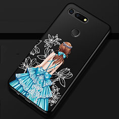 Huawei Honor V20用シリコンケース ソフトタッチラバー バタフライ ドレスガール ドレス少女 カバー K02 ファーウェイ ネイビー・ブラック