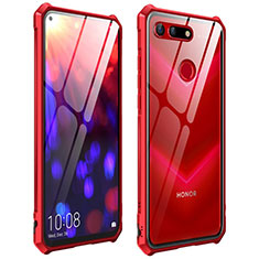 Huawei Honor V20用ケース 高級感 手触り良い アルミメタル 製の金属製 360度 フルカバーバンパー 鏡面 カバー T03 ファーウェイ レッド