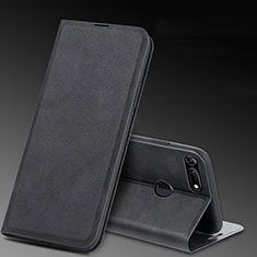 Huawei Honor V20用手帳型 レザーケース スタンド カバー T08 ファーウェイ ブラック