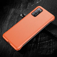 Huawei Honor V30 5G用ケース 高級感 手触り良いレザー柄 R01 ファーウェイ オレンジ