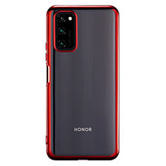 Huawei Honor V30 5G用極薄ソフトケース シリコンケース 耐衝撃 全面保護 クリア透明 S01 ファーウェイ レッド