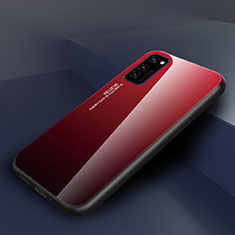 Huawei Honor V30 5G用ハイブリットバンパーケース プラスチック 鏡面 虹 グラデーション 勾配色 カバー H01 ファーウェイ レッド