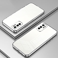 Huawei Honor V30 5G用極薄ソフトケース シリコンケース 耐衝撃 全面保護 クリア透明 SY1 ファーウェイ シルバー