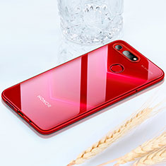 Huawei Honor View 20用極薄ソフトケース シリコンケース 耐衝撃 全面保護 クリア透明 H02 ファーウェイ レッド