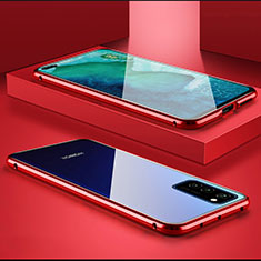 Huawei Honor View 30 Pro 5G用ケース 高級感 手触り良い アルミメタル 製の金属製 360度 フルカバーバンパー 鏡面 カバー M01 ファーウェイ レッド