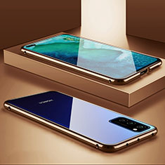 Huawei Honor View 30 Pro 5G用ケース 高級感 手触り良い アルミメタル 製の金属製 360度 フルカバーバンパー 鏡面 カバー M01 ファーウェイ ゴールド