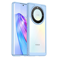 Huawei Honor X9a 5G用ハイブリットバンパーケース クリア透明 プラスチック カバー J01S ファーウェイ ブルー