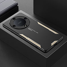 Huawei Honor X9a 5G用ケース 高級感 手触り良い アルミメタル 製の金属製 兼シリコン カバー PB1 ファーウェイ ゴールド