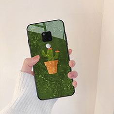 Huawei Mate 20用ハイブリットバンパーケース プラスチック 鏡面 花 ファーウェイ グリーン