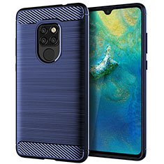 Huawei Mate 20用シリコンケース ソフトタッチラバー ツイル カバー S02 ファーウェイ ネイビー