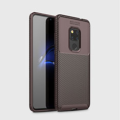 Huawei Mate 20用シリコンケース ソフトタッチラバー ツイル カバー S03 ファーウェイ ブラウン