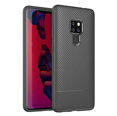 Huawei Mate 20用シリコンケース ソフトタッチラバー ツイル カバー S04 ファーウェイ グレー