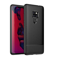 Huawei Mate 20用シリコンケース ソフトタッチラバー ツイル カバー S04 ファーウェイ ブラック