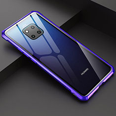 Huawei Mate 20 Pro用ケース 高級感 手触り良い アルミメタル 製の金属製 バンパー 鏡面 カバー M03 ファーウェイ ネイビー