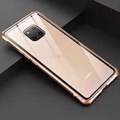 Huawei Mate 20 Pro用ケース 高級感 手触り良い アルミメタル 製の金属製 バンパー 鏡面 カバー M03 ファーウェイ ゴールド